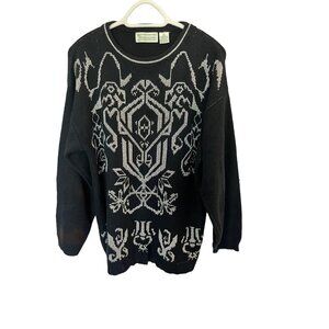 VINTAGE Shenanigans Black and White Patterned Sweater SZ M